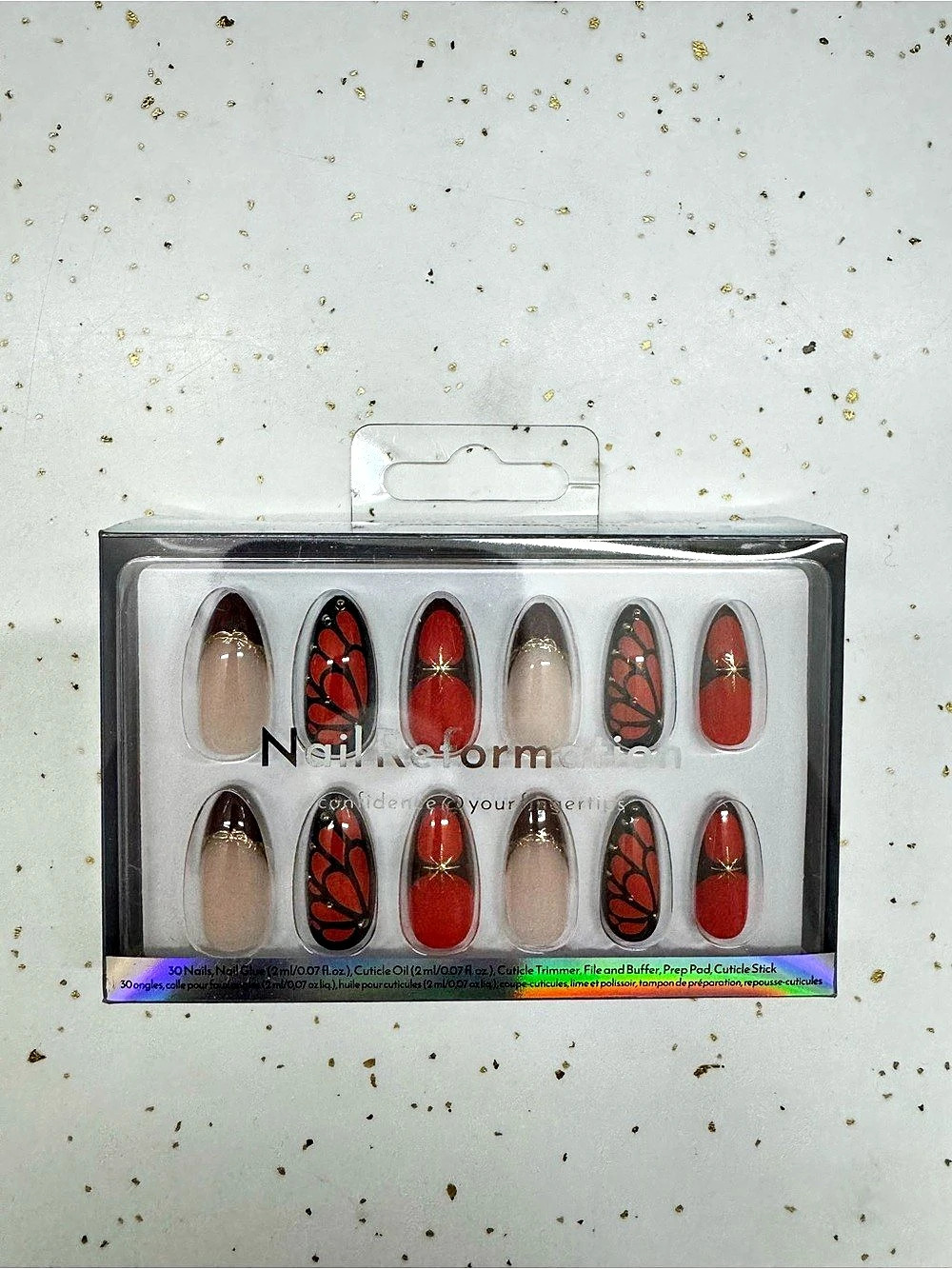 Nail Reformation Monarch Press-On Nails Red & Brown Animal Print